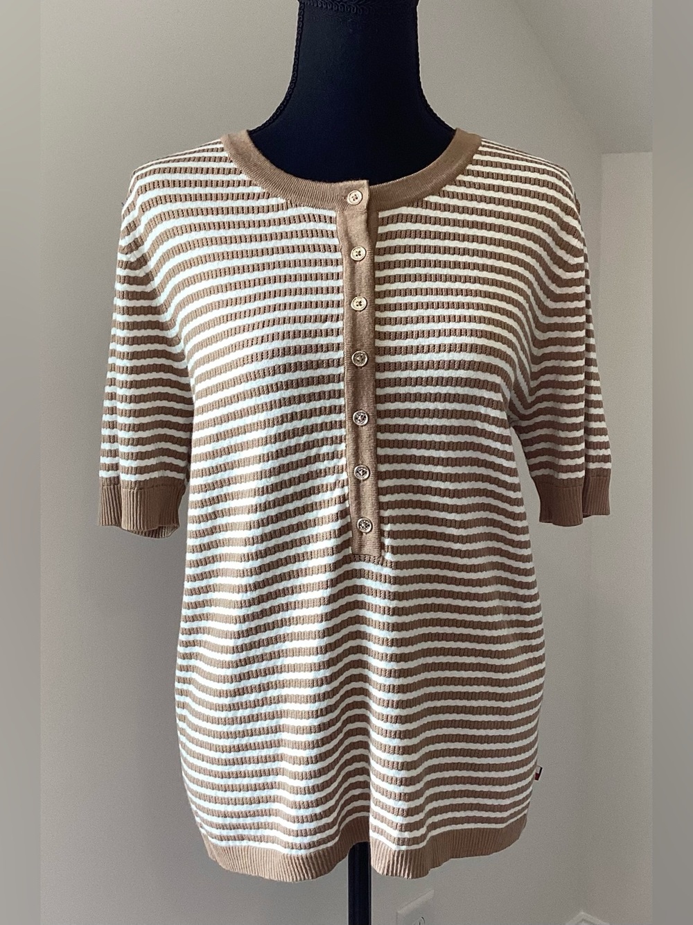 Tommy Hilfiger Striped Knit Top‎ Coastal Grandmother Quiet Luxury Size  XL